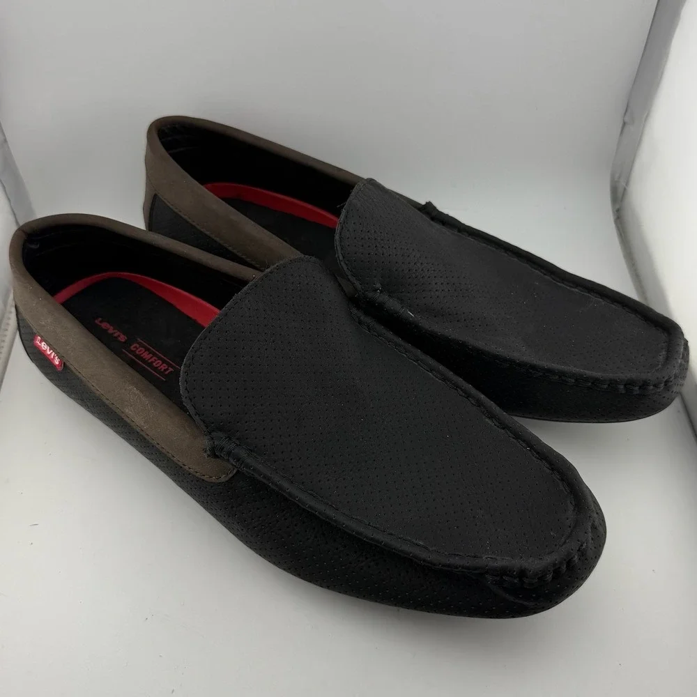 Levis Mens 13 Black Brown 51898440A Perforated Driving Moc Loafer